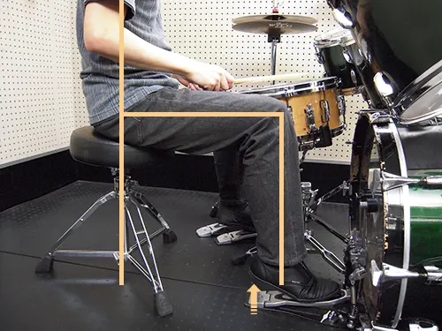 ドラムを叩く時に座るイスのセッティングの基準