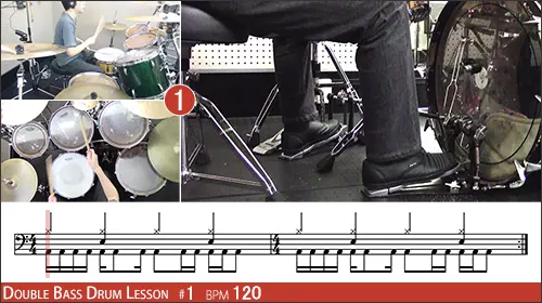 3アングル・2小節のドラム演奏動画の画面構成