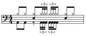 アングラのニューボーン・ミーのツーバス半拍3連譜面の練習1